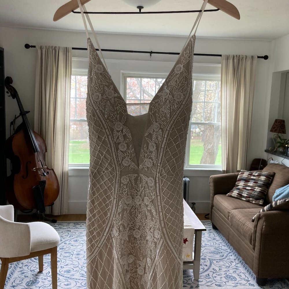 Lulu's This I Promise You Beaded Maxi Wedding Dress (size M)